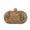 CHAMPAGNE GOLD PEACOCK GARDEN EMBROIDERED EVENING CLUTCH