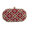 FUCHSIA SILVER FLORAL CRYSTAL EMBROIDERED EVENING CLUTCH