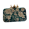 EMERALD GREEN GOLD FLORAL ZARDOZI EVENING CLUTCH