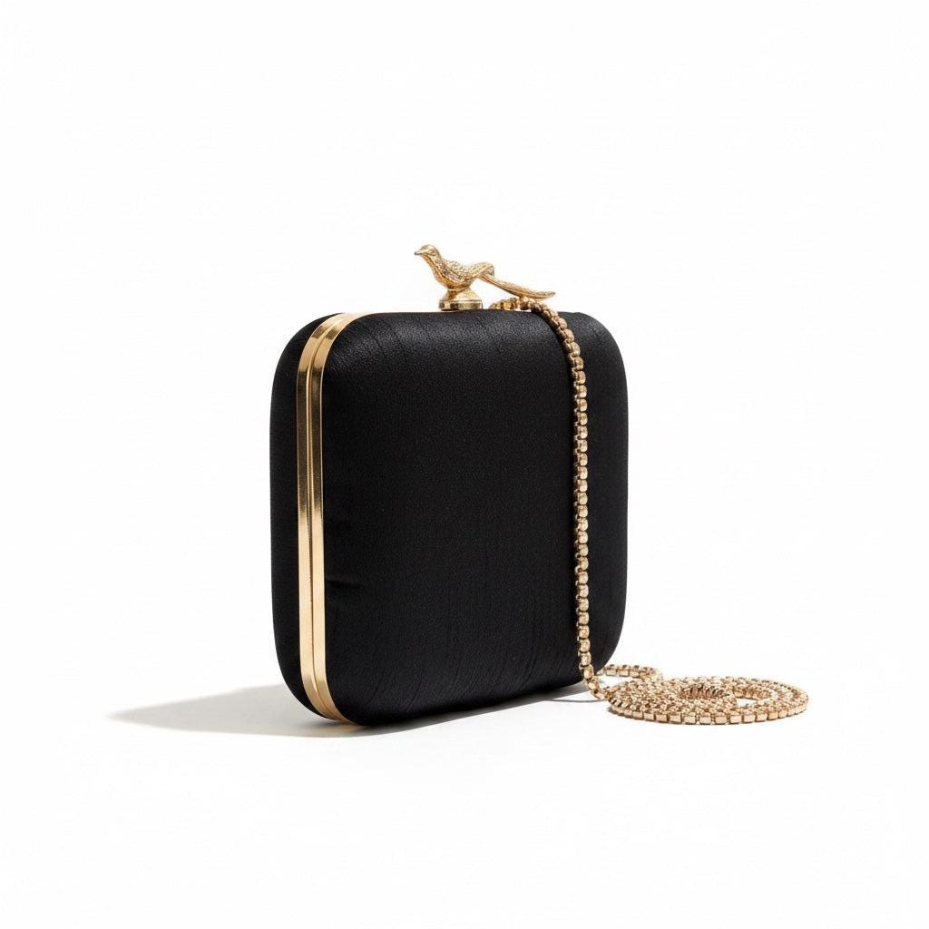 BLACK LOVE BIRDS ZARDOZI EMBROIDERED EVENING CLUTCH - Image 4