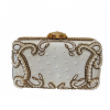 IVORY PEARL SCROLLWORK EMBROIDERED BRIDAL EVENING CLUTCH