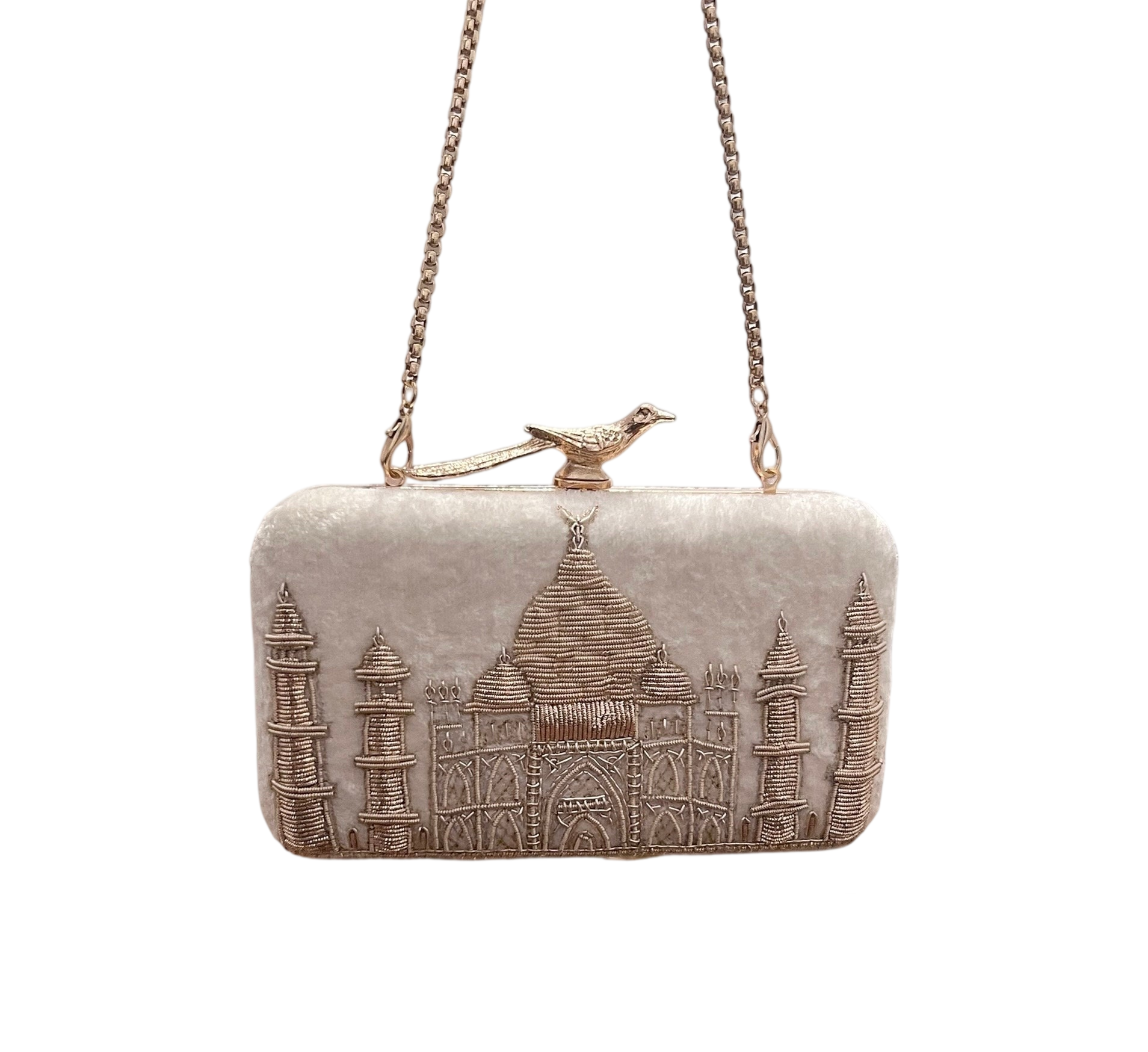 TAJ MAHAL IVORY VELVET BRIDAL CLUTCH